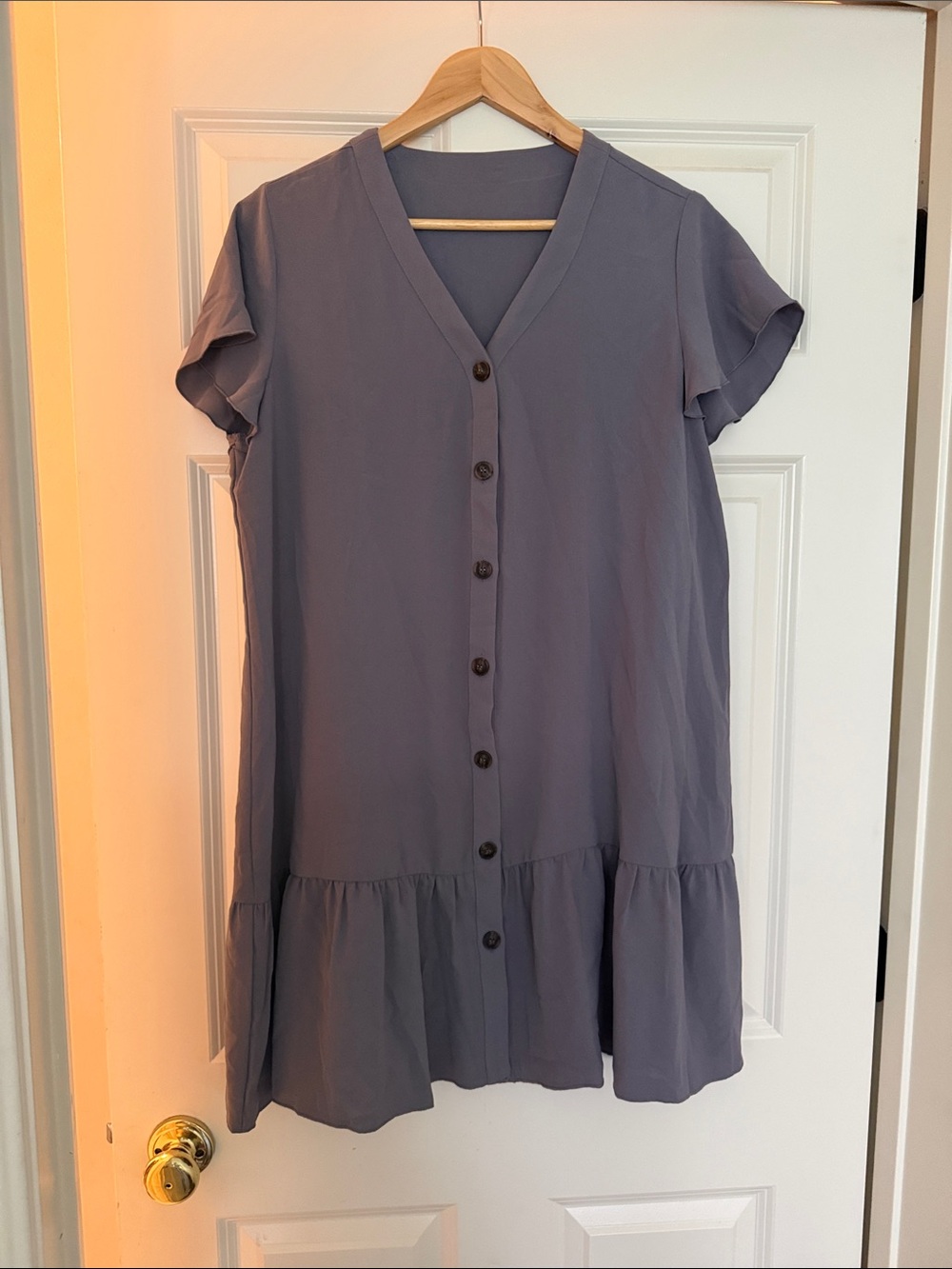 Button front gray dress size large